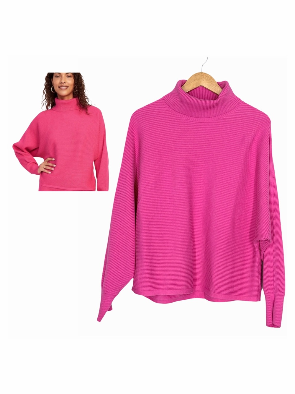 Old Navy Pink Rib-Knit Turtleneck Sweater Size Large